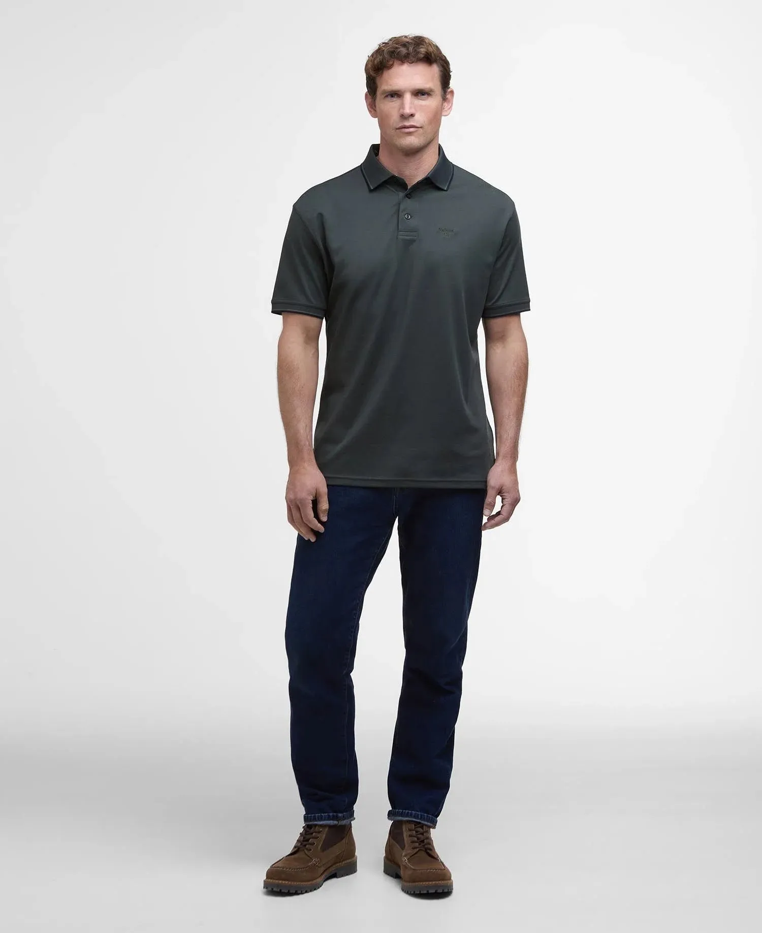 Barbour Heydon Short-Sleeved Polo Shirt in Olive