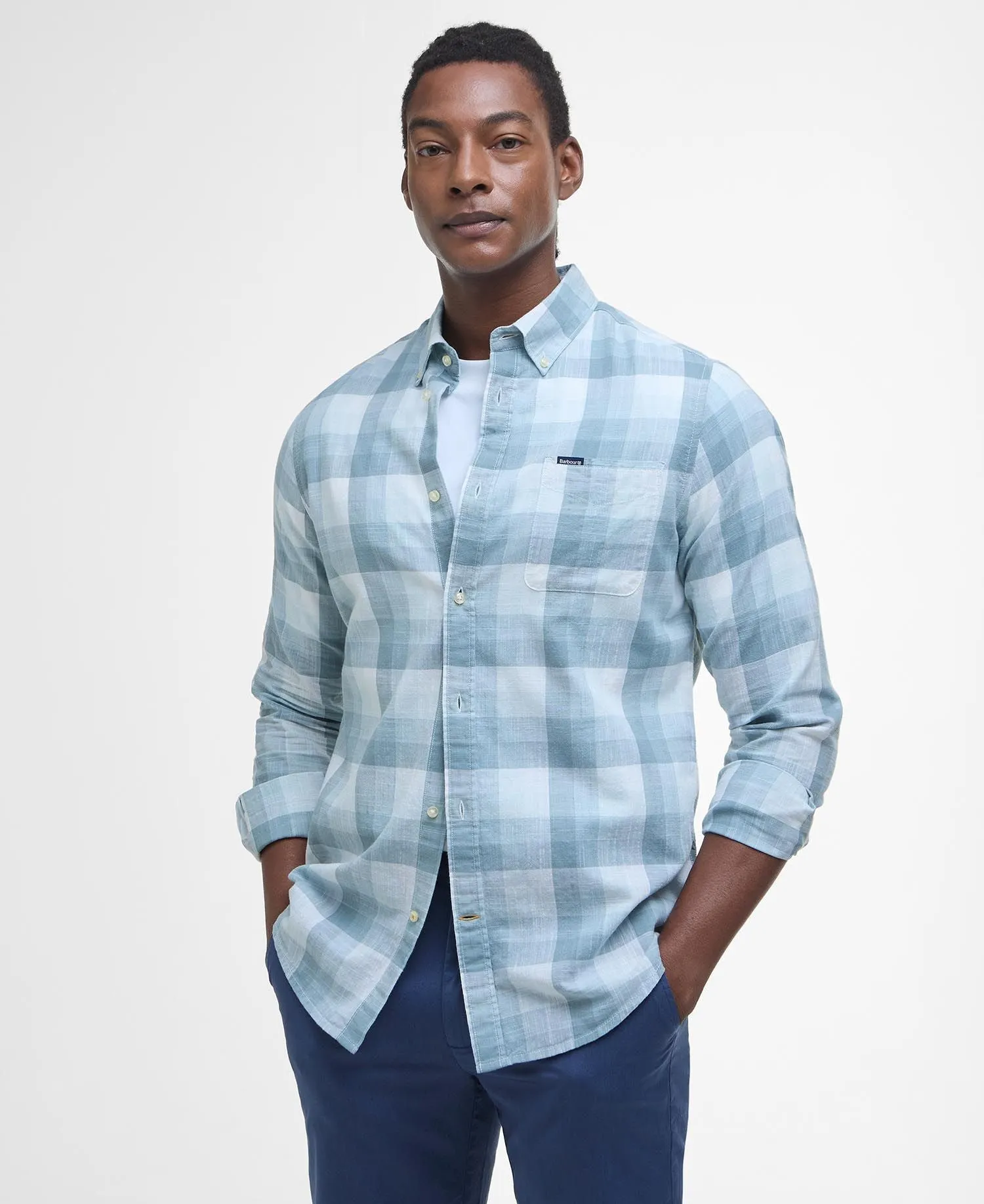 Barbour Hillroad Tailored Long-Sleeved Shirt in Vintage Teal