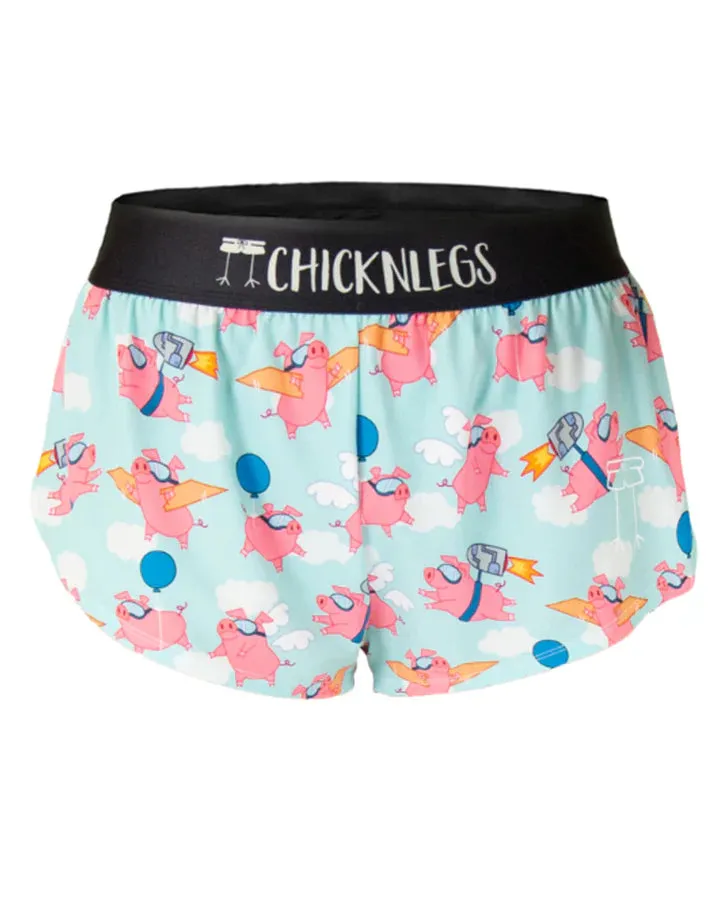 ChicknLegs Women's 1.5" Split Shorts in Flying Pigs