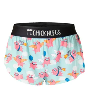 ChicknLegs Women's 1.5" Split Shorts in Flying Pigs