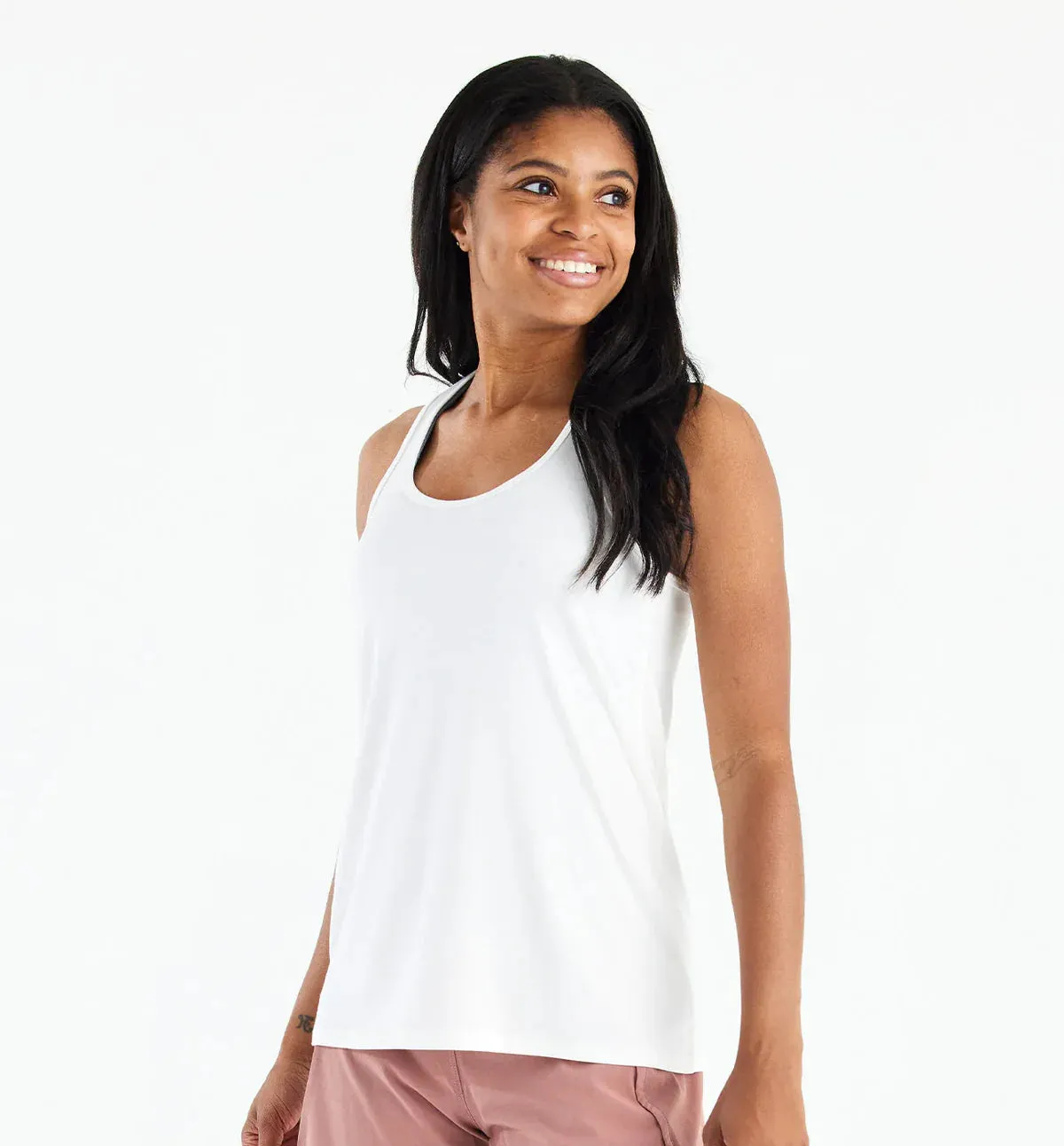 Free Fly Women's Bamboo Motion Racerback Tank in Bright White