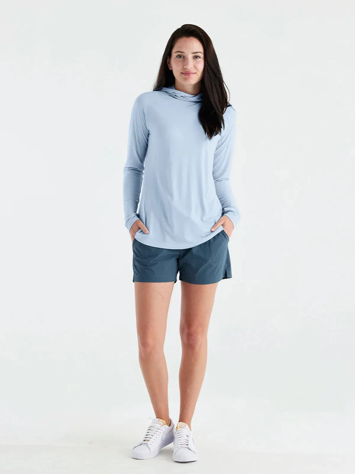 Free Fly Women's Bamboo Slub Hoodie in Ocean Mist