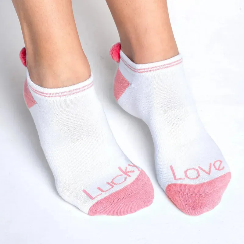 Lucky In Love Pom Socks (3pk) - Blue/Pink/Neon