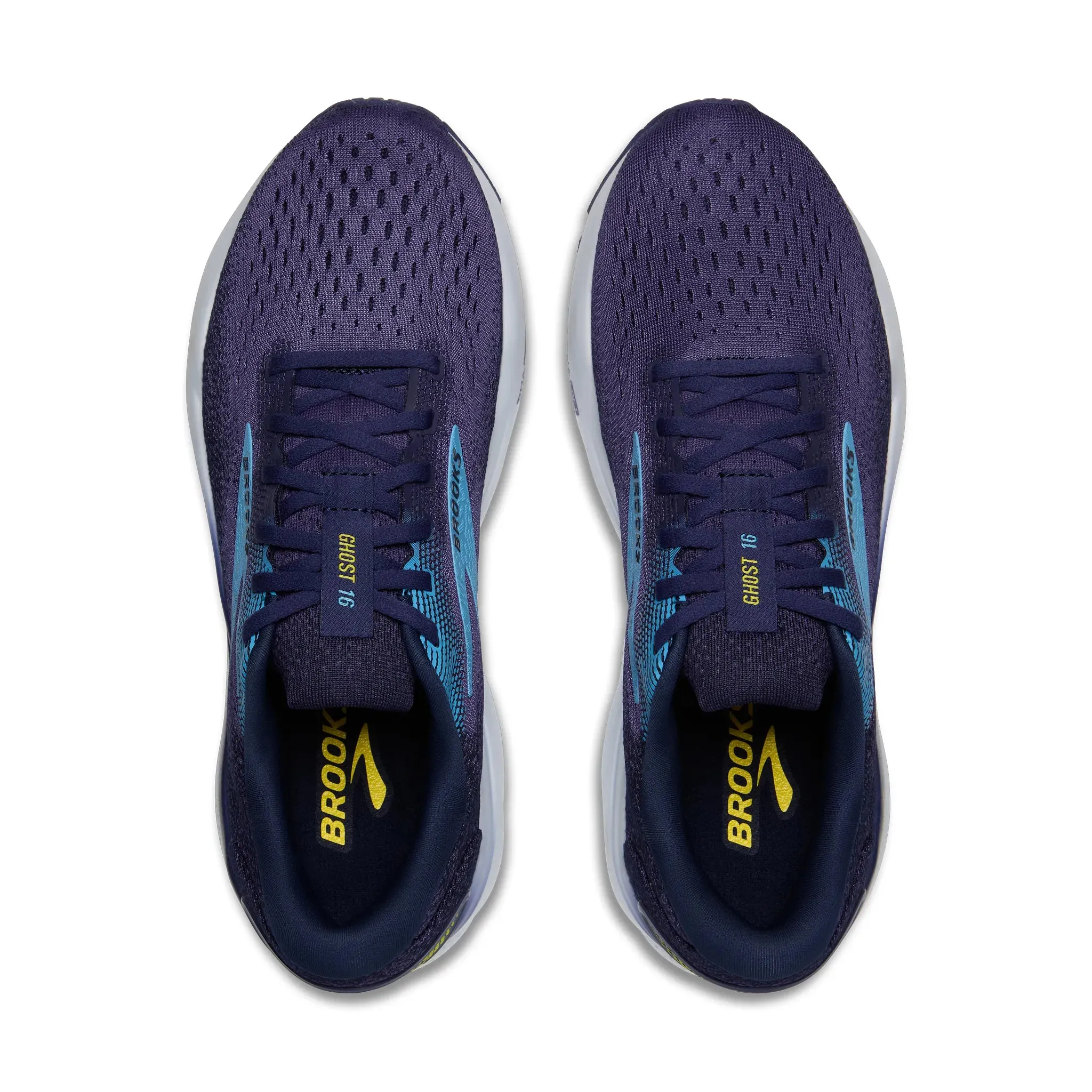 Men's Brooks Ghost 16 Road Running Shoe in Blue/Bonnie Blue/Yellow