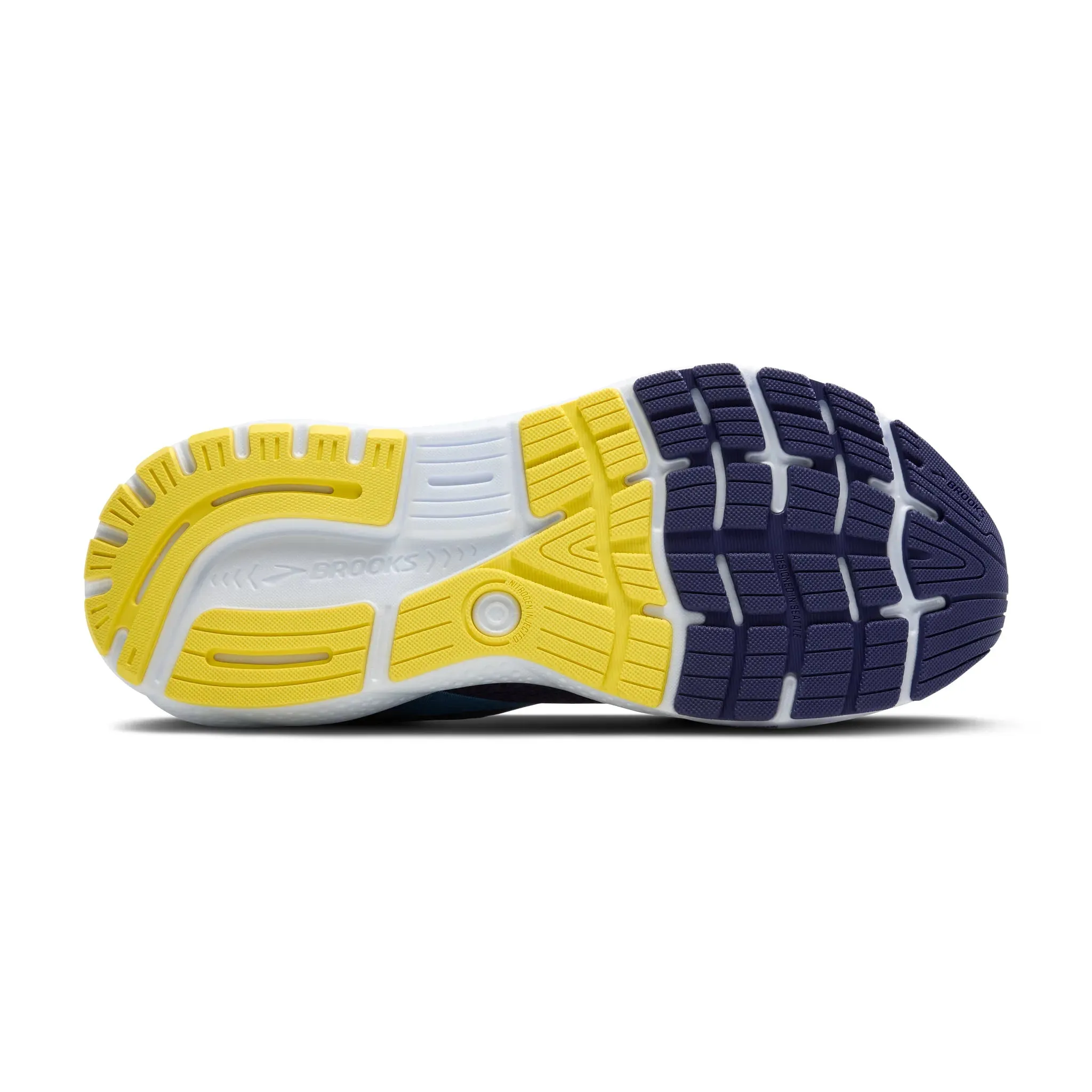 Men's Brooks Ghost 16 Road Running Shoe in Blue/Bonnie Blue/Yellow