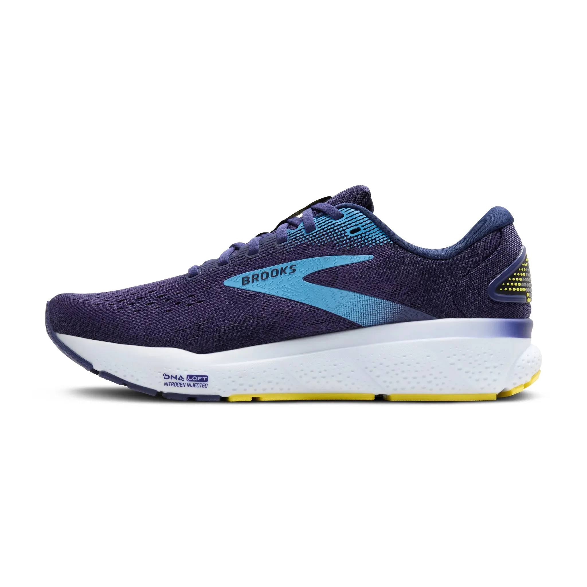 Men's Brooks Ghost 16 Road Running Shoe in Blue/Bonnie Blue/Yellow