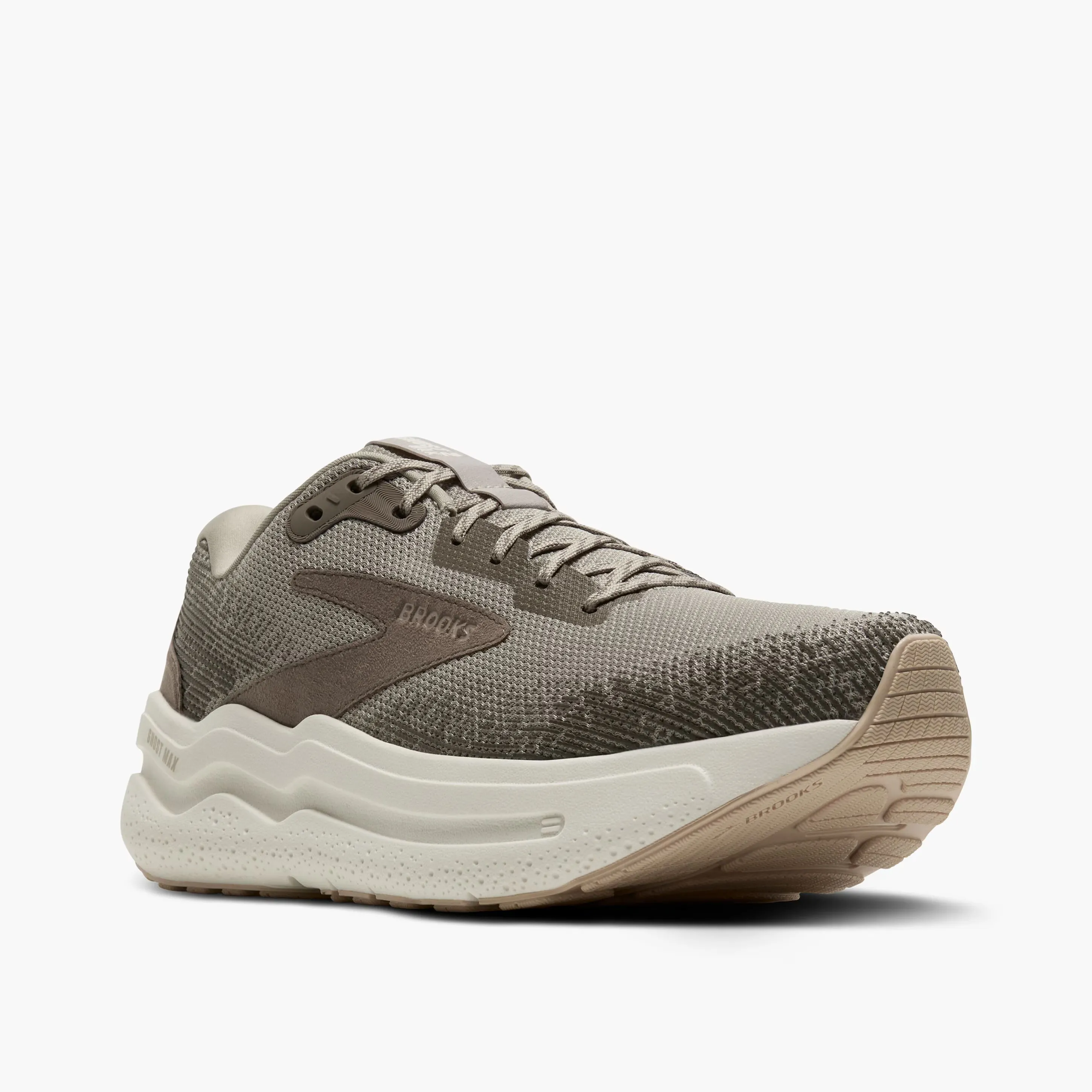 Men's Brooks Ghost Max 2 Road Running Shoe in London Fog/Falcon/Coconut