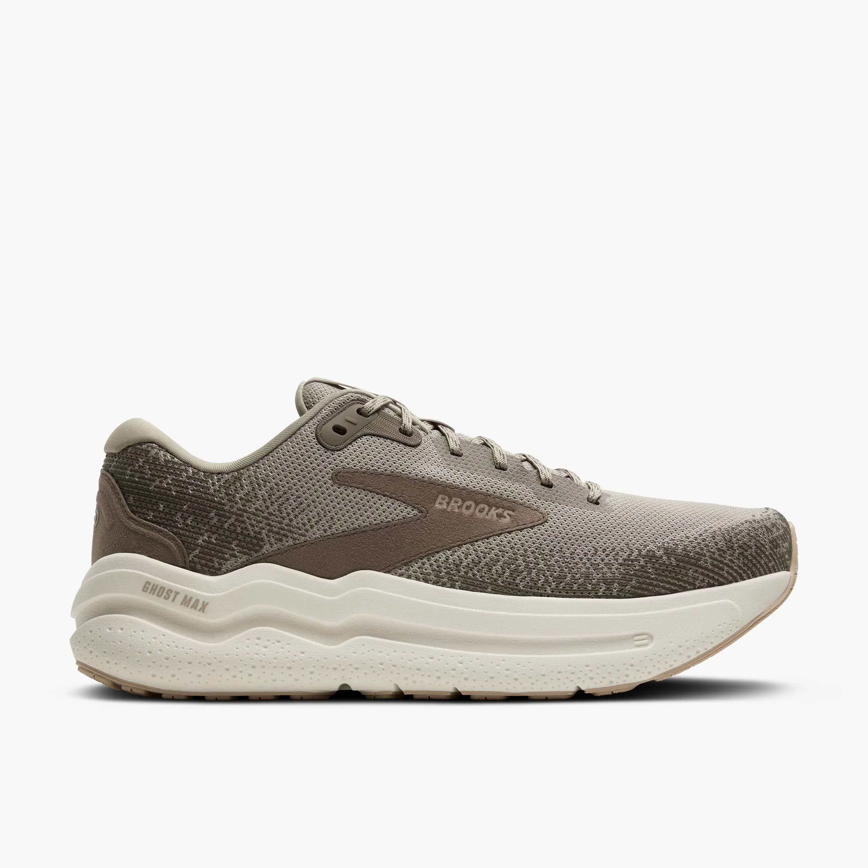 Men's Brooks Ghost Max 2 Road Running Shoe in London Fog/Falcon/Coconut