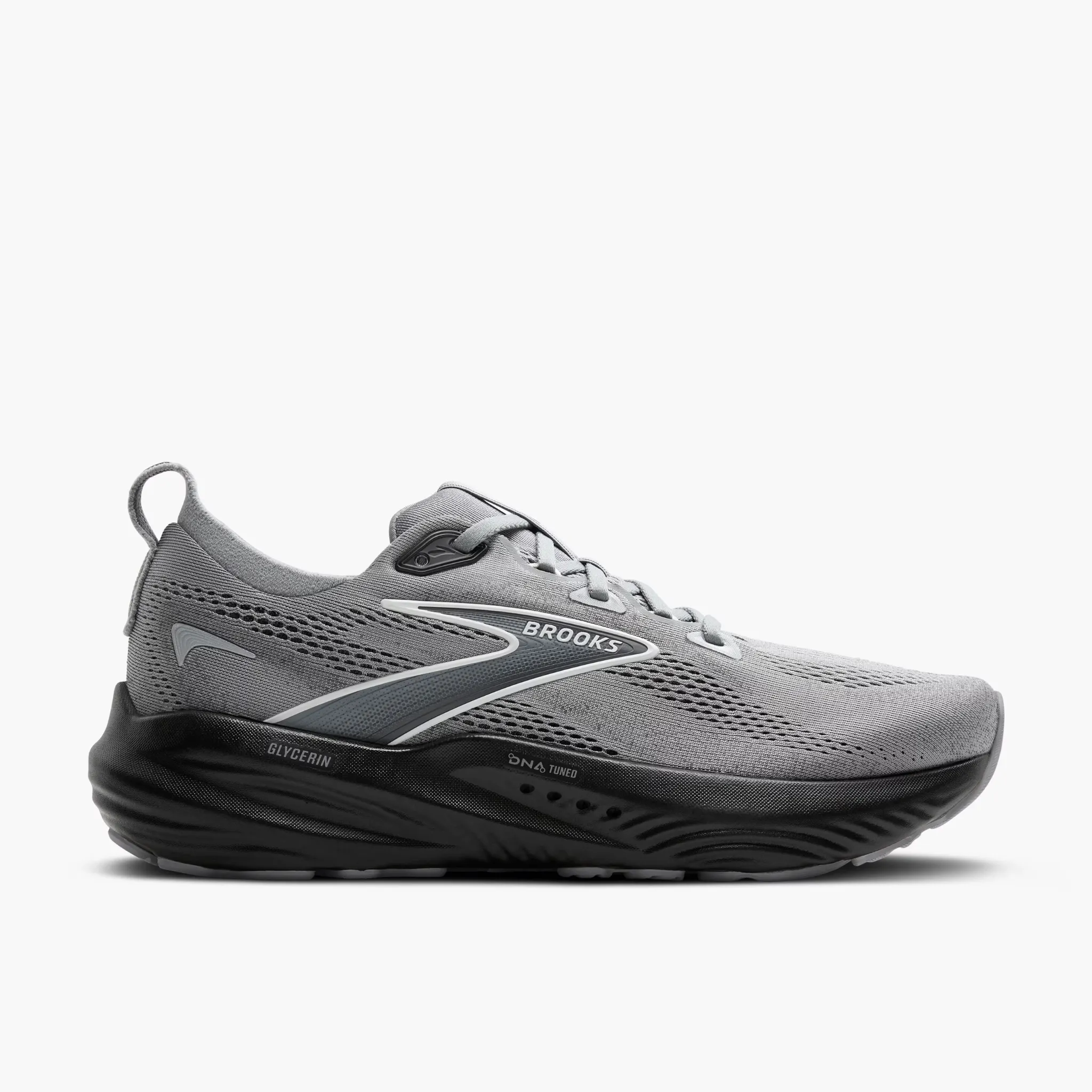Men's Brooks Glycerin 22 Road Running Shoe in Primer Gray/Ebony/Bluewash