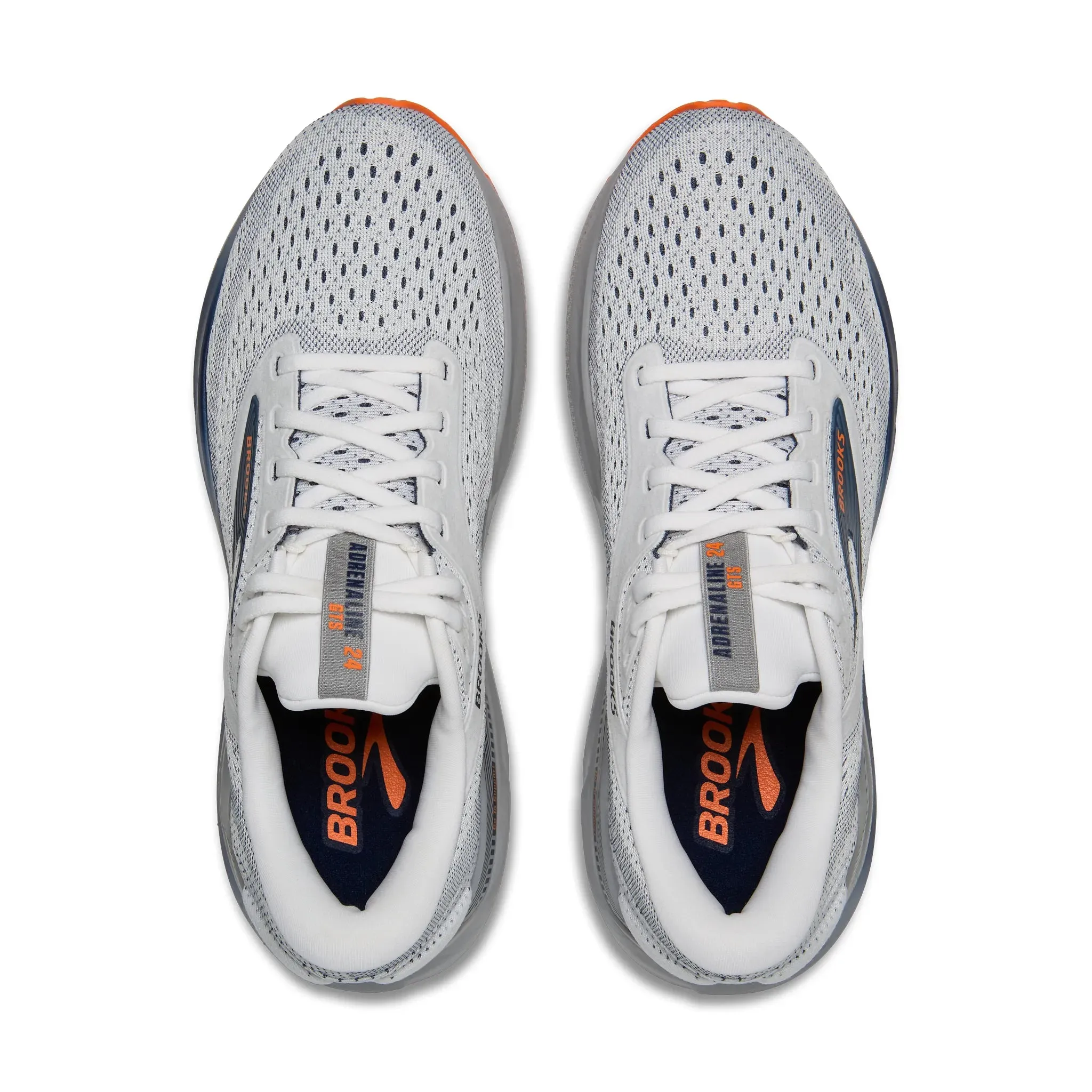 Men's Brooks Running Adrenaline GTS 24 Road Running Shoe in White/Peacoat/Alloy