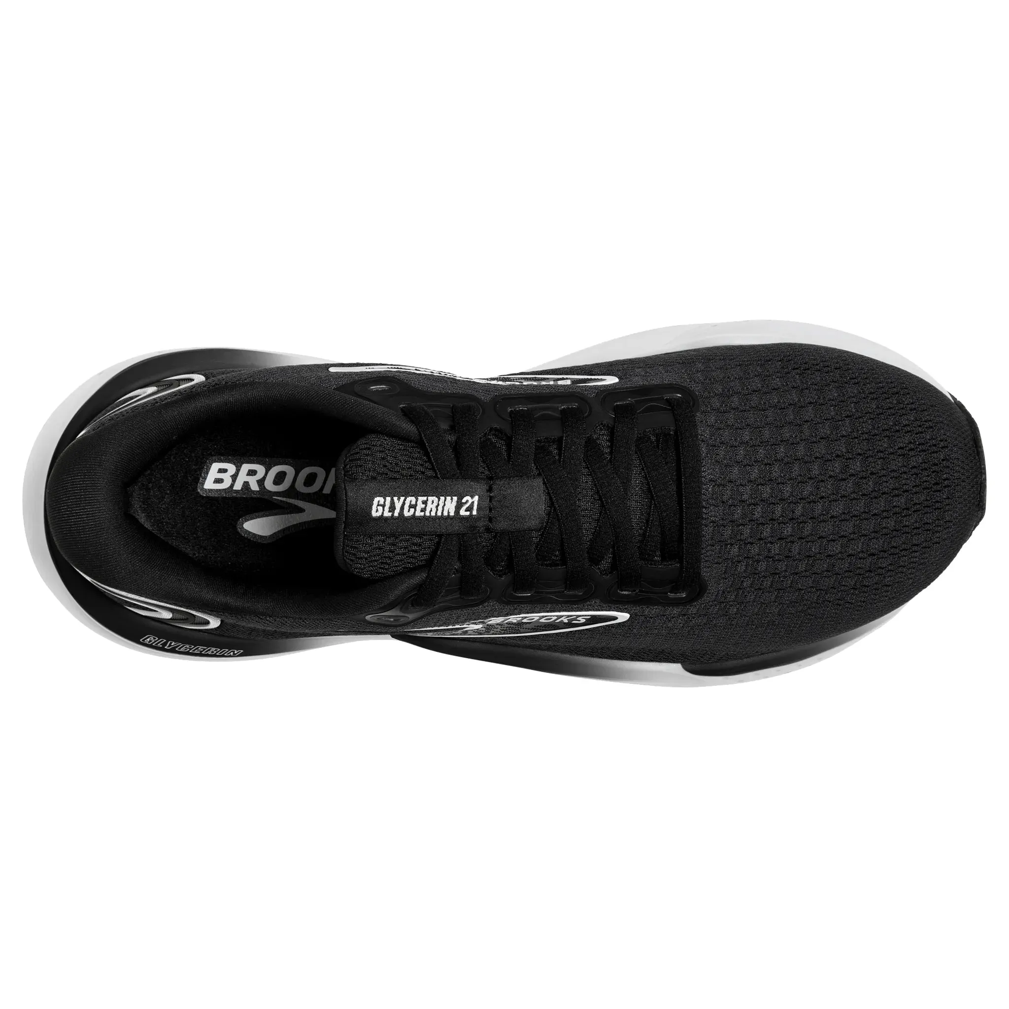 Men's Brooks Running Glycerin 21 Road Running Shoe in Black/Grey/White