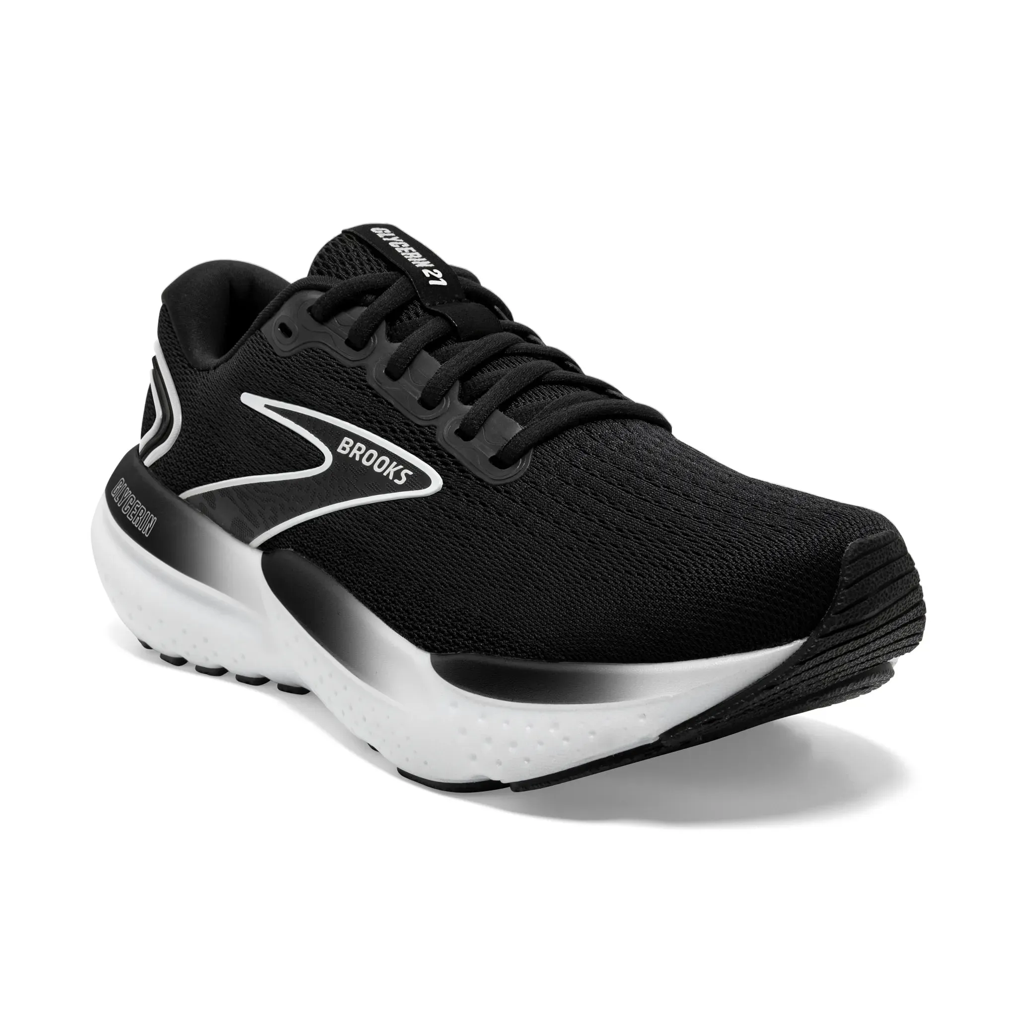 Men's Brooks Running Glycerin 21 Road Running Shoe in Black/Grey/White