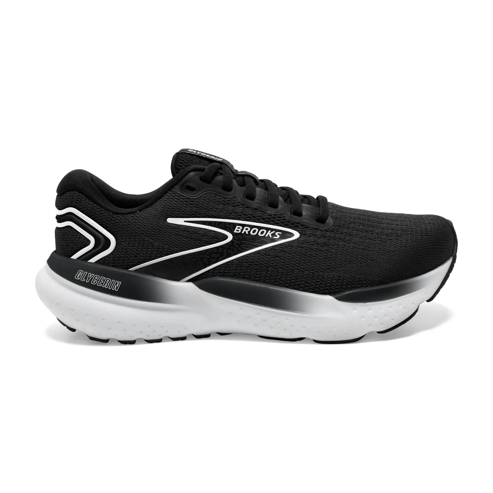 Men's Brooks Running Glycerin 21 Road Running Shoe in Black/Grey/White