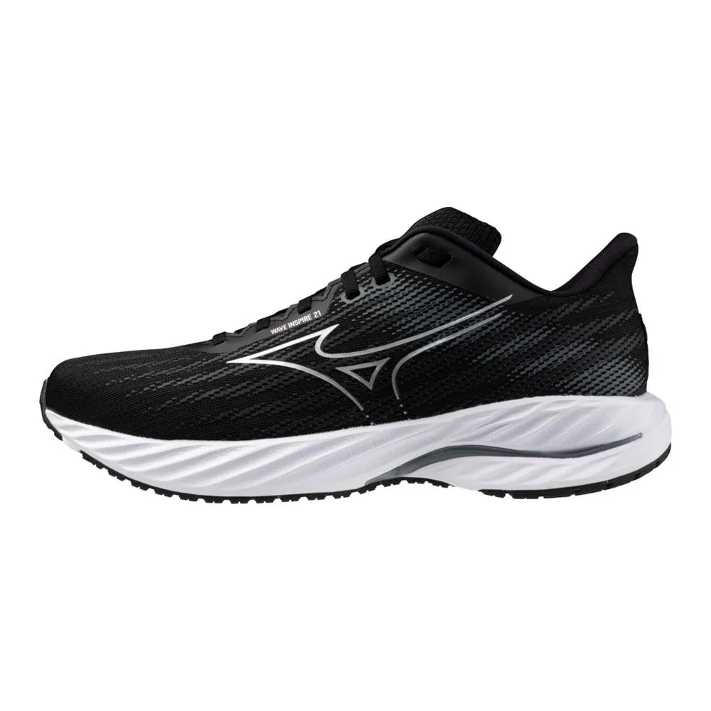 Men's Mizuno Wave Inspire 21 Running Shoe in Black Silver
