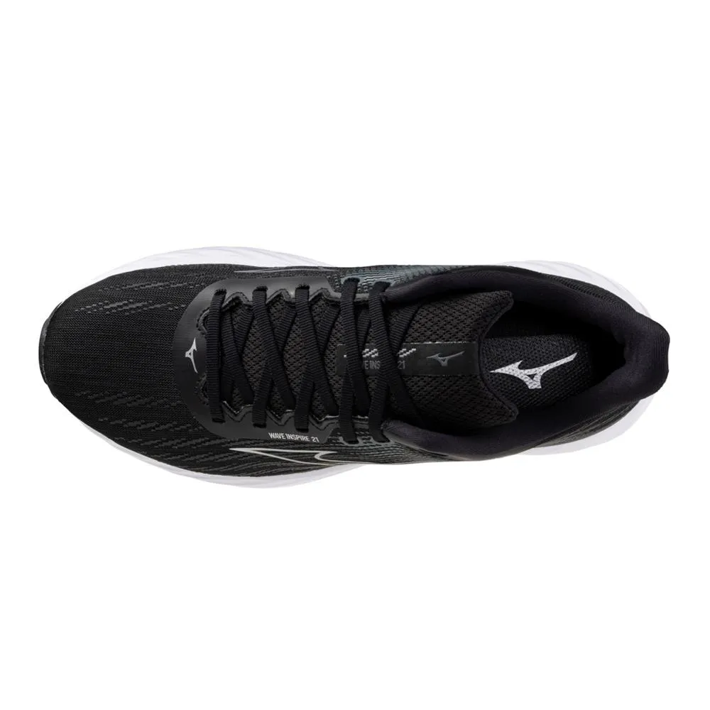 Men's Mizuno Wave Inspire 21 Running Shoe in Black Silver
