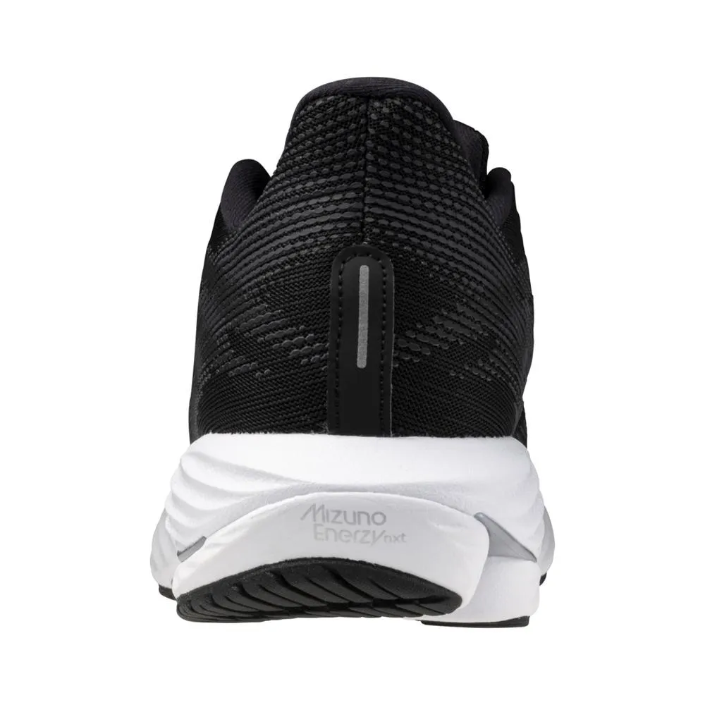 Men's Mizuno Wave Rider 28 Running Shoe in Black Silver