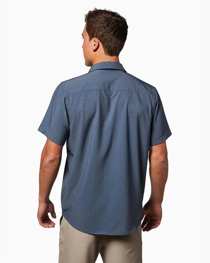 Toes on the Nose Golden State Short Sleeve Button Up in Smoke Micro Geo