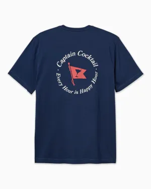 Toes on the Nose Happy Hour Short Sleeve Tee in Navy