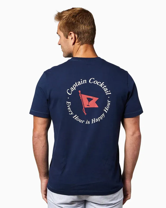 Toes on the Nose Happy Hour Short Sleeve Tee in Navy