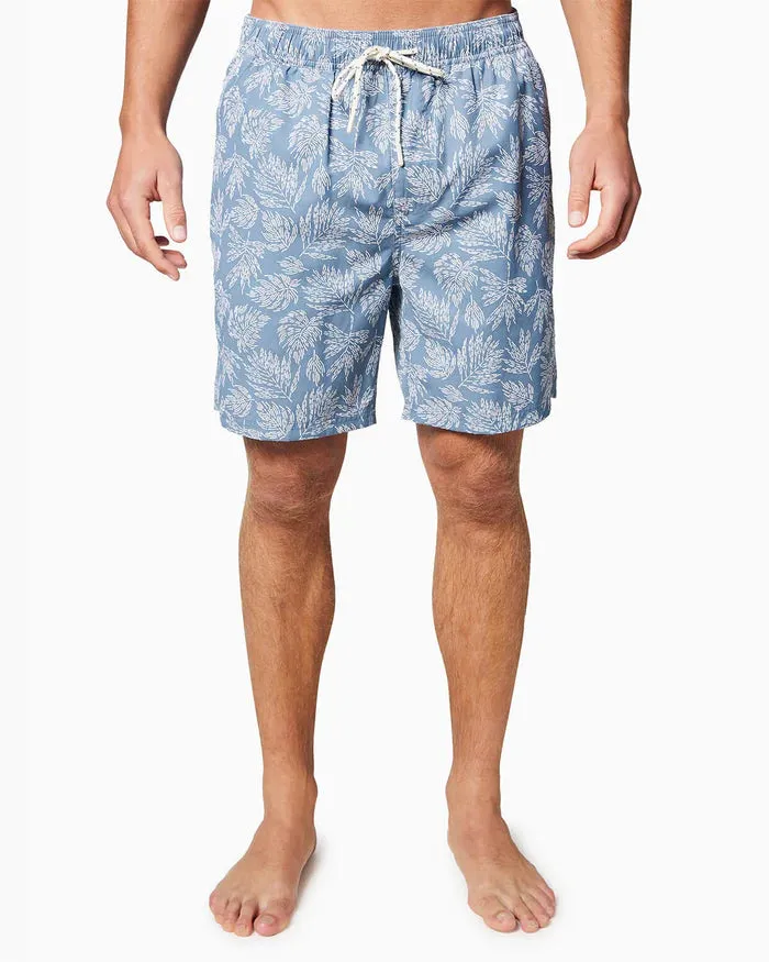 Toes on the Nose Malibu Volley Short in Light Blue Palms