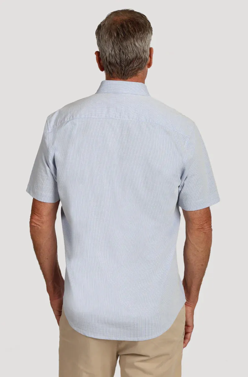 True Grit Stretch Short Sleeve Pocket Shirt in Light Blue