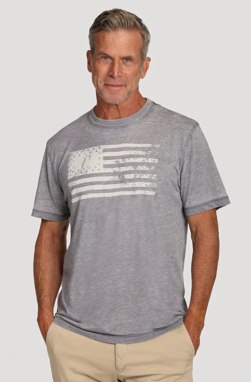 True Grit Vintage Screen Short Sleeve Raw Edge Crew