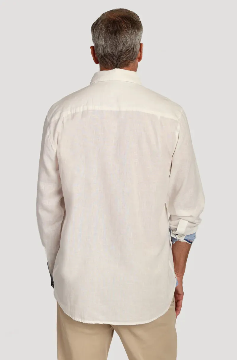 True Grit Washed Melange Pocket Shirt in White