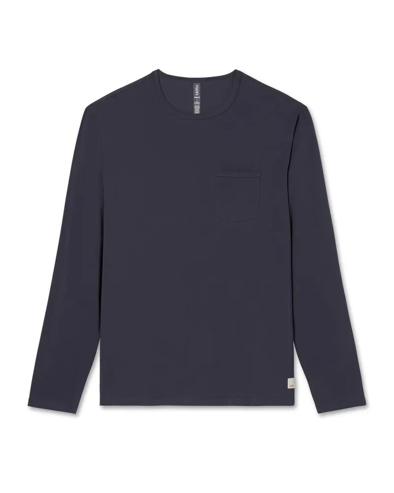 vuori Men's Long Sleeve Feather Tee in Navy