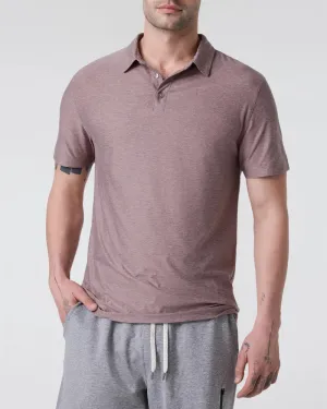 vuori Men's Strato Tech Polo in Dark Umber Heather