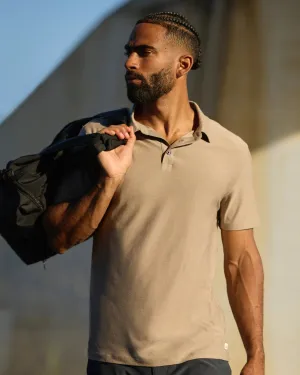 vuori Men's Strato Tech Polo in Mocha Heather