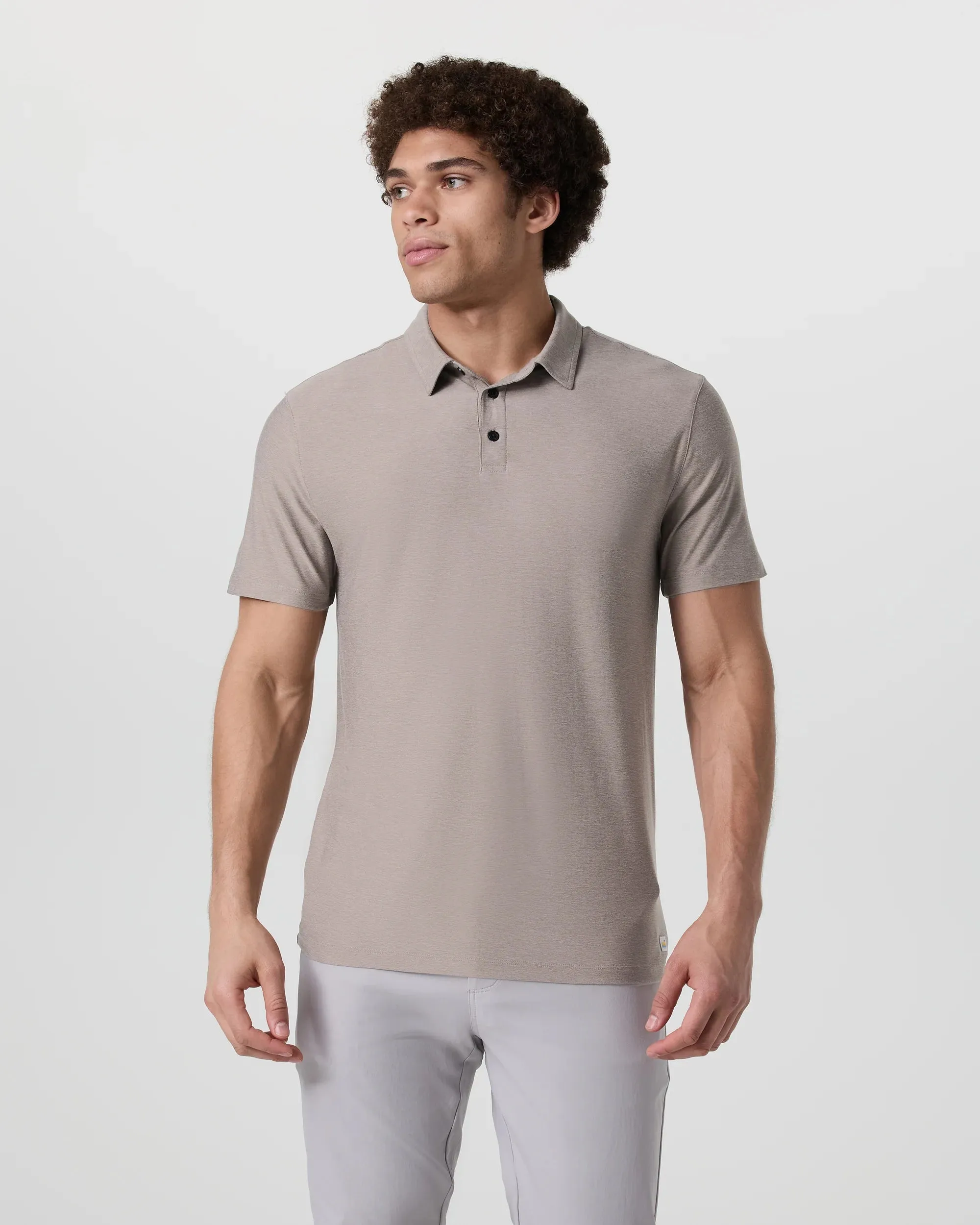 vuori Men's Strato Tech Polo in Mocha Heather