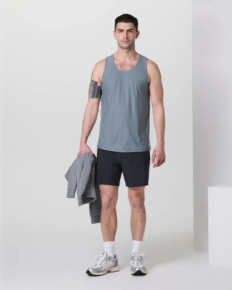 vuori Men's Strato Tech Tank in Dusty Blue Heather