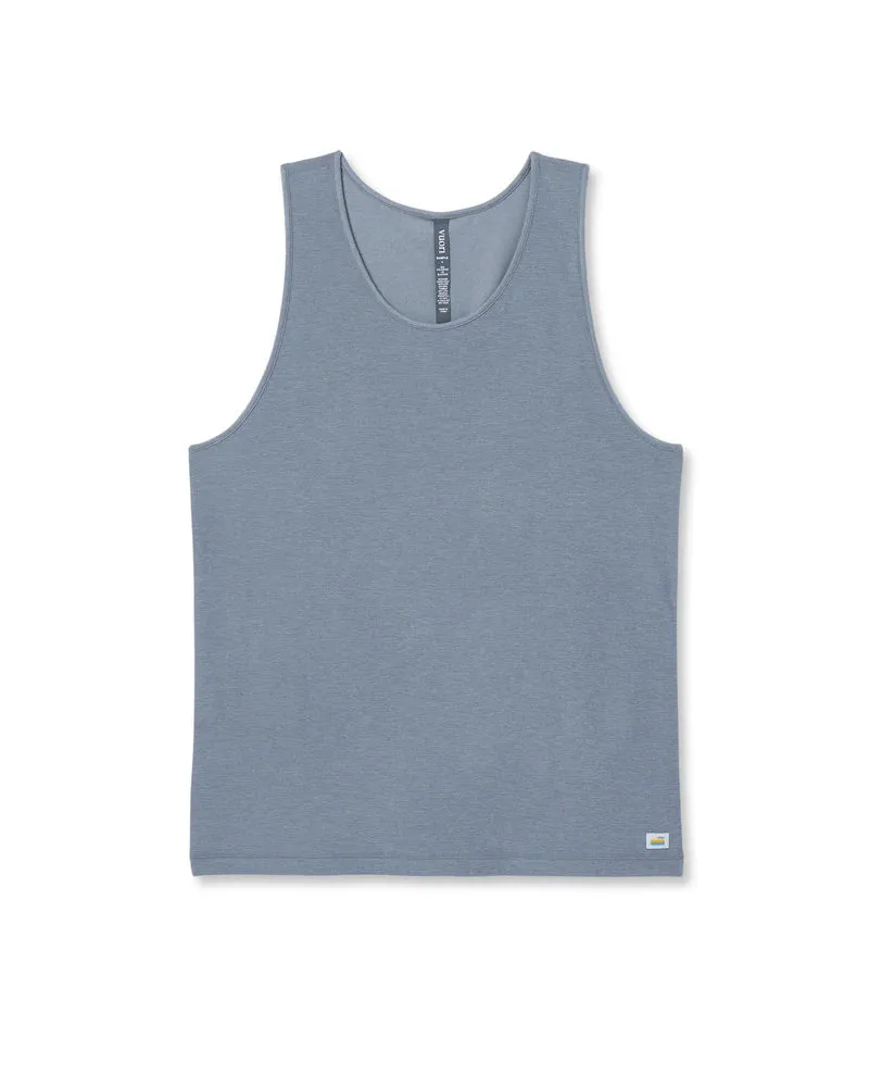 vuori Men's Strato Tech Tank in Dusty Blue Heather