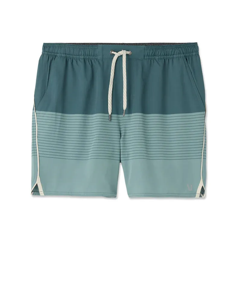 vuori Men's Trail Short 2.0 in Light Deep Sea Stripe