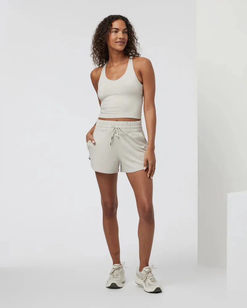 vuori Women's Halo Performance Crop Tank 2.0 in Ecru Heather