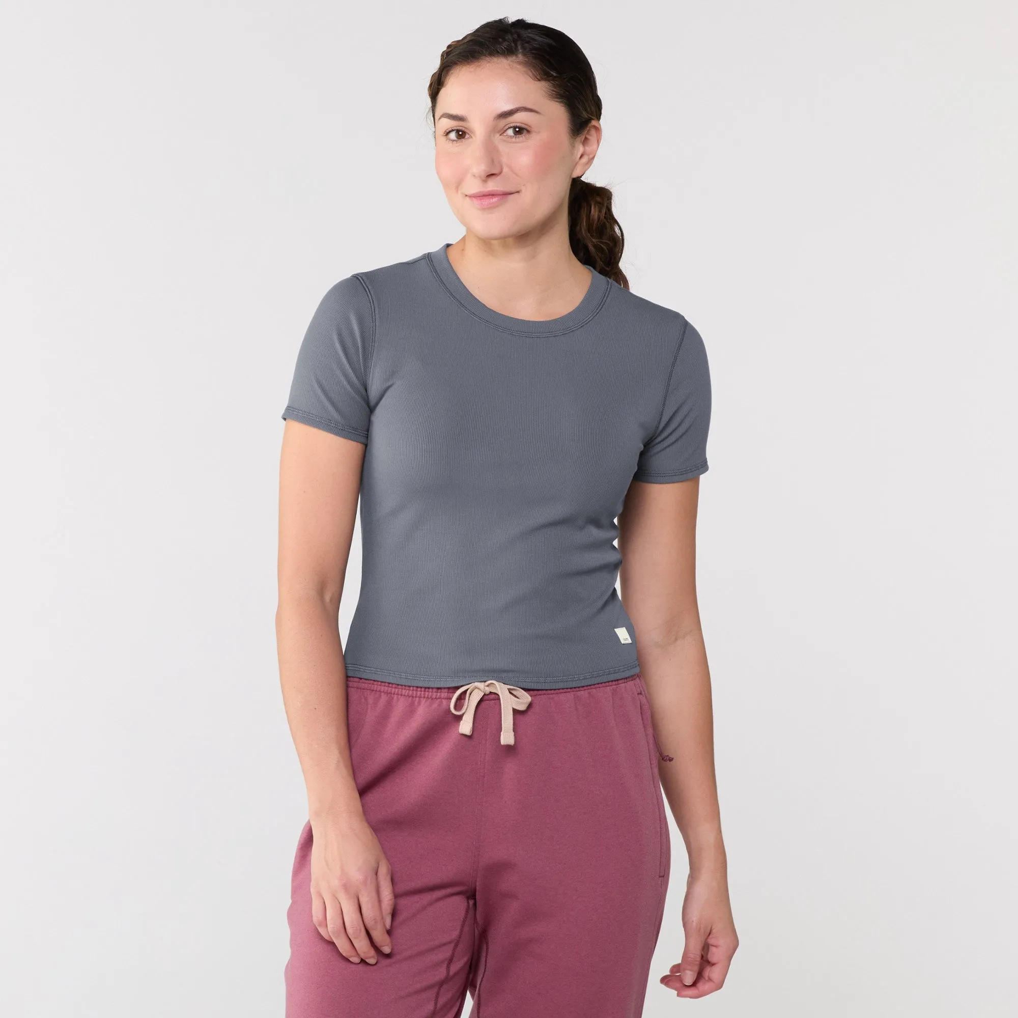 vuori Women's Pose Fitted Tee in Azure