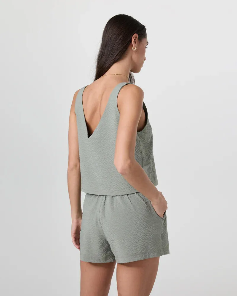 vuori Women's Villa Textured Crop Tank in Laurel