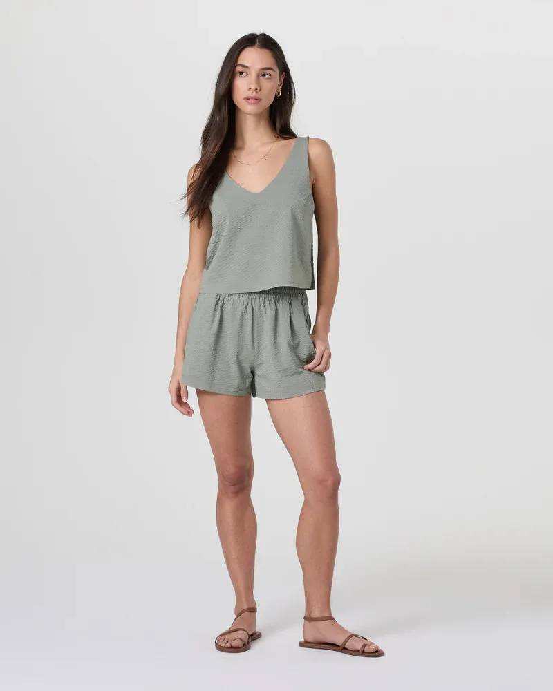 vuori Women's Villa Textured Crop Tank in Laurel