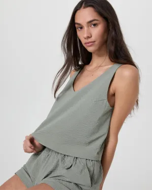 vuori Women's Villa Textured Crop Tank in Laurel