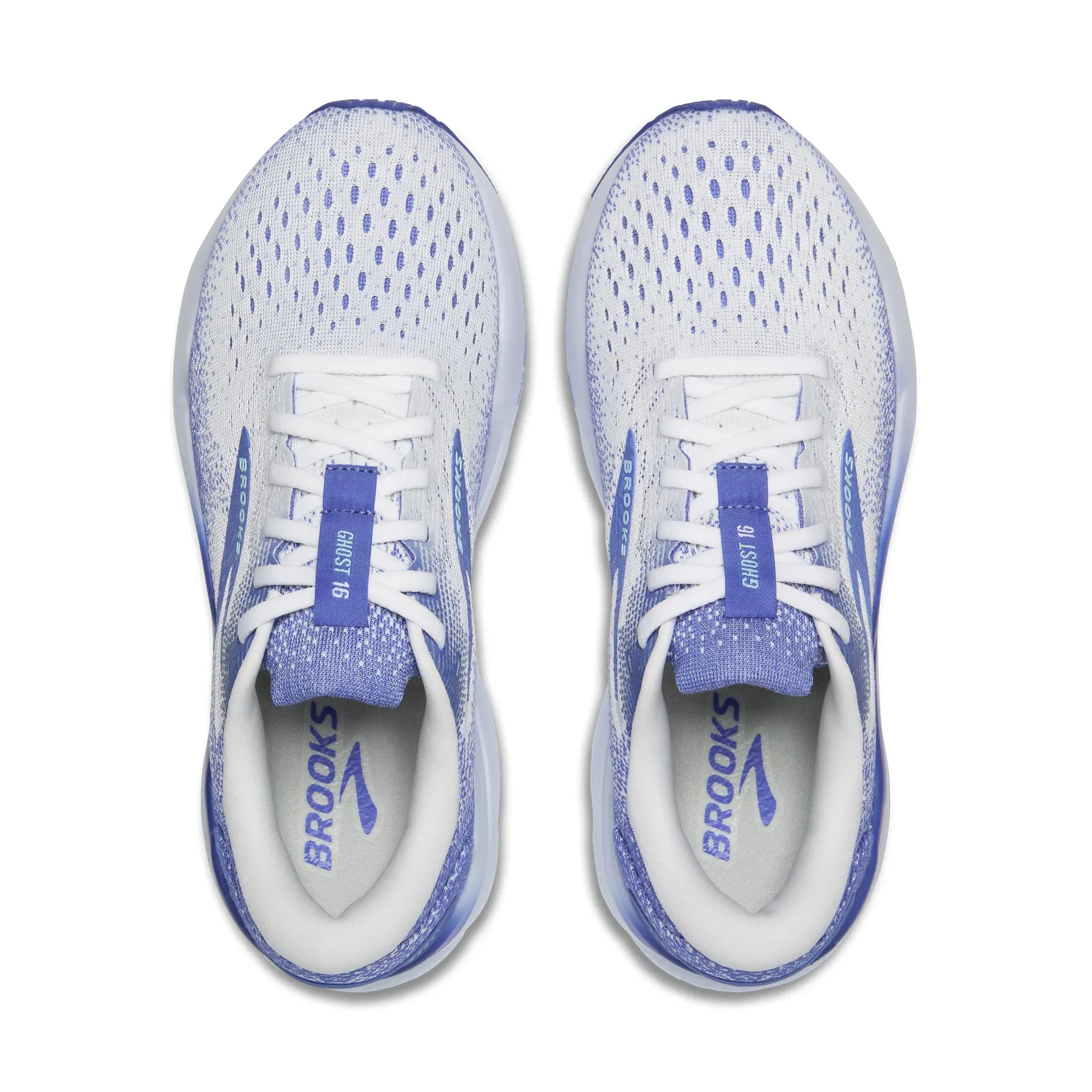 Women's Brooks Ghost 16 Road Running Shoe in White/Amparo Blue/Limpet Shell