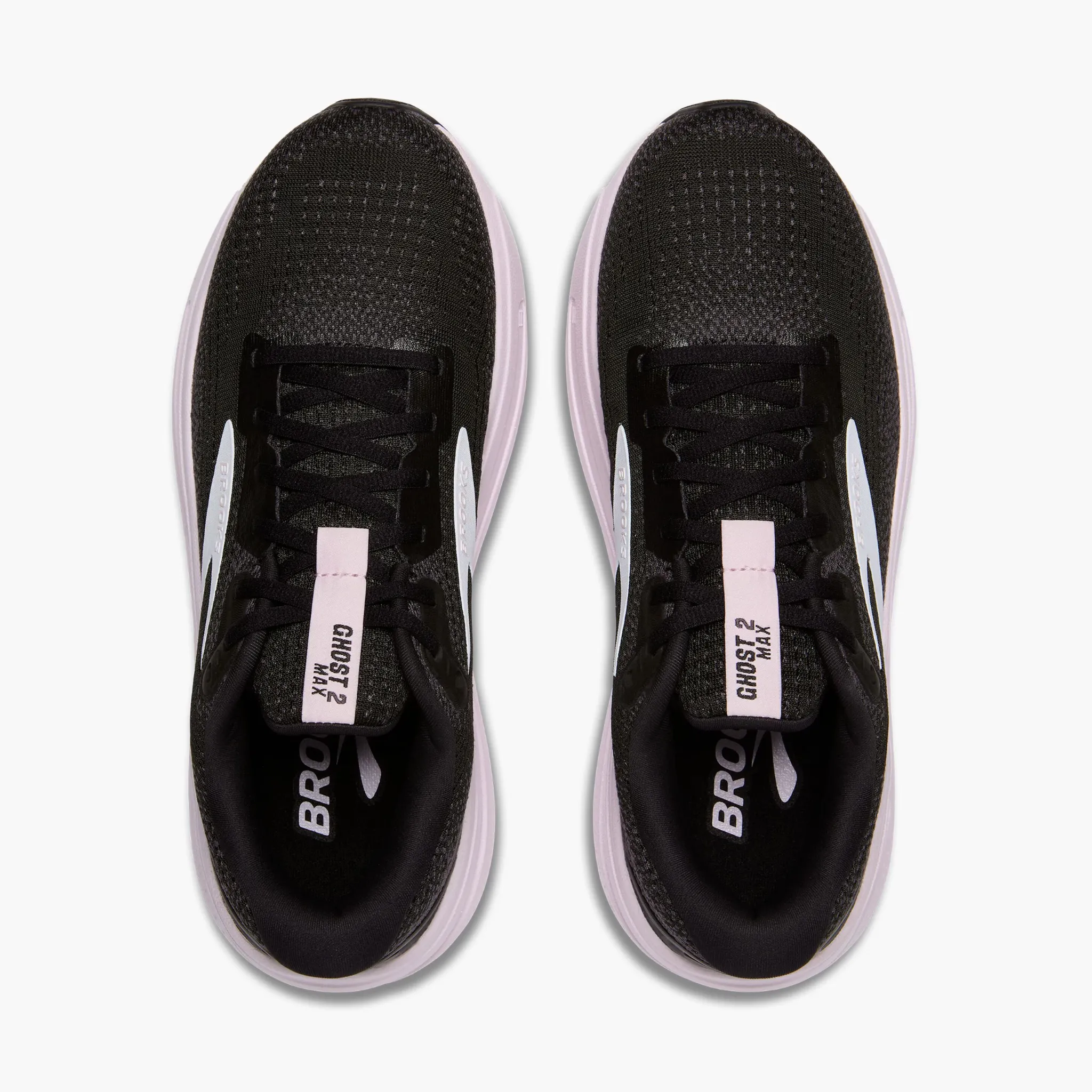 Women's Brooks Ghost Max 2 Road Running Shoe in Black/White/Orchid Ice