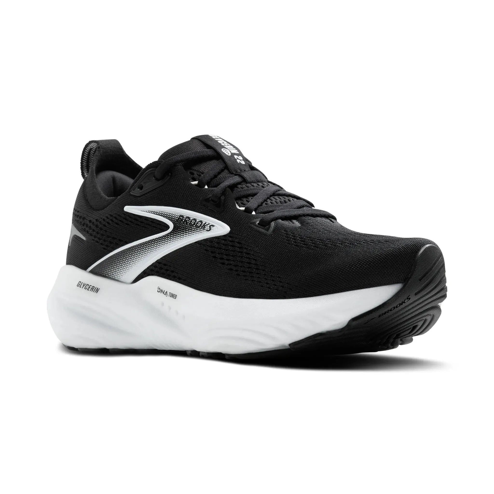 Women's Brooks Glycerin 22 Road Running Shoe in Black/Grey/White