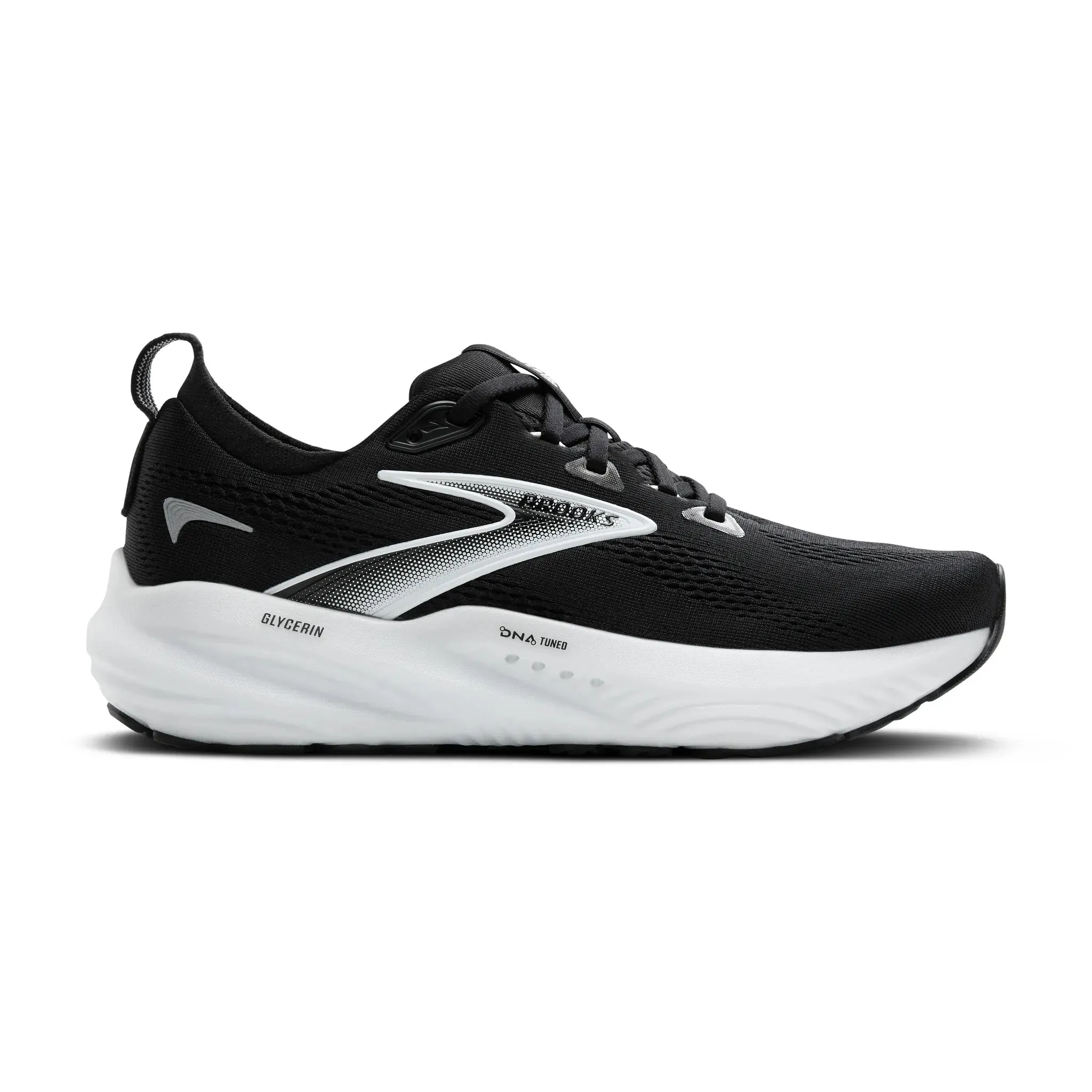 Women's Brooks Glycerin 22 Road Running Shoe in Black/Grey/White