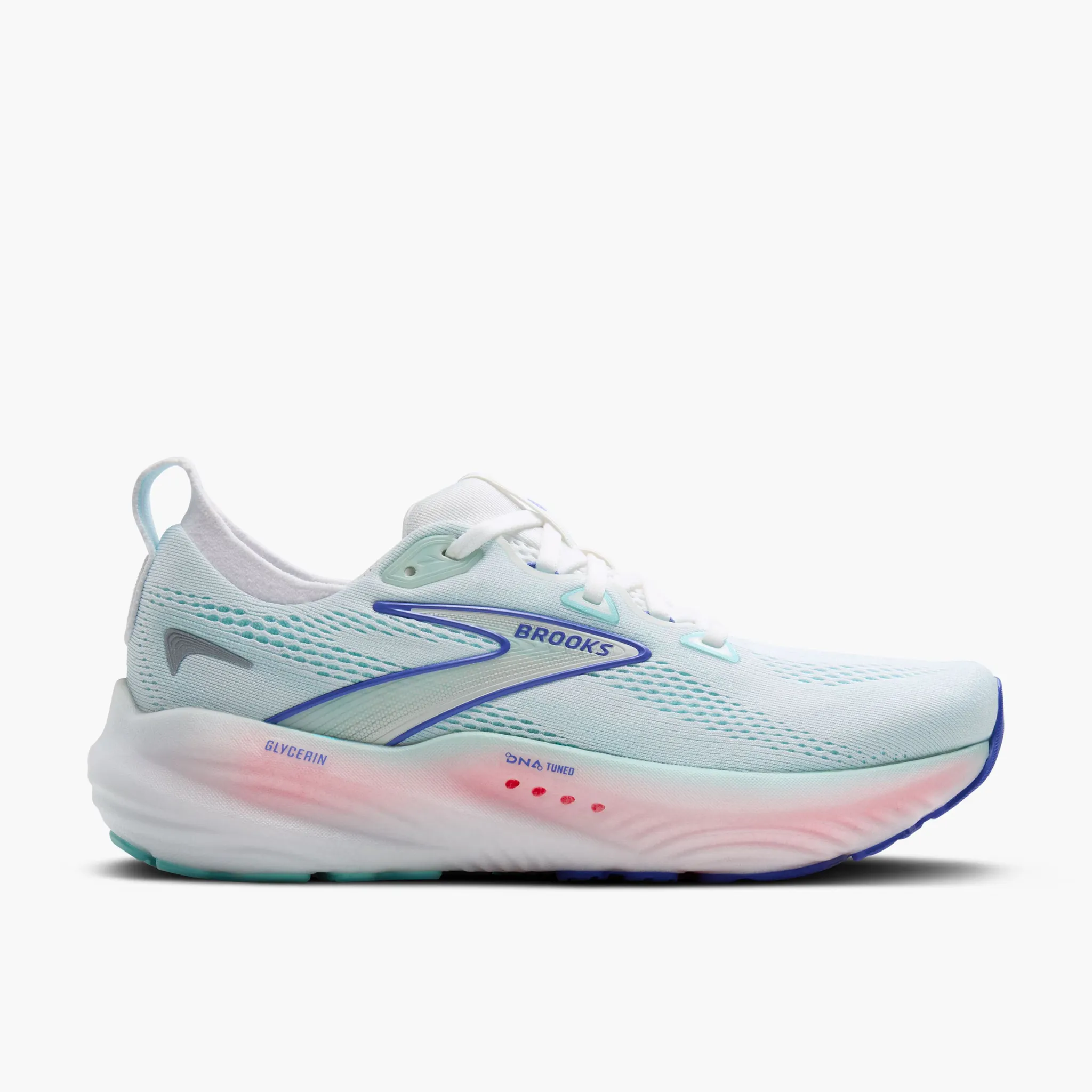 Women's Brooks Glycerin 22 Road Running Shoe in White/Limpet Shell/Amparo Blue
