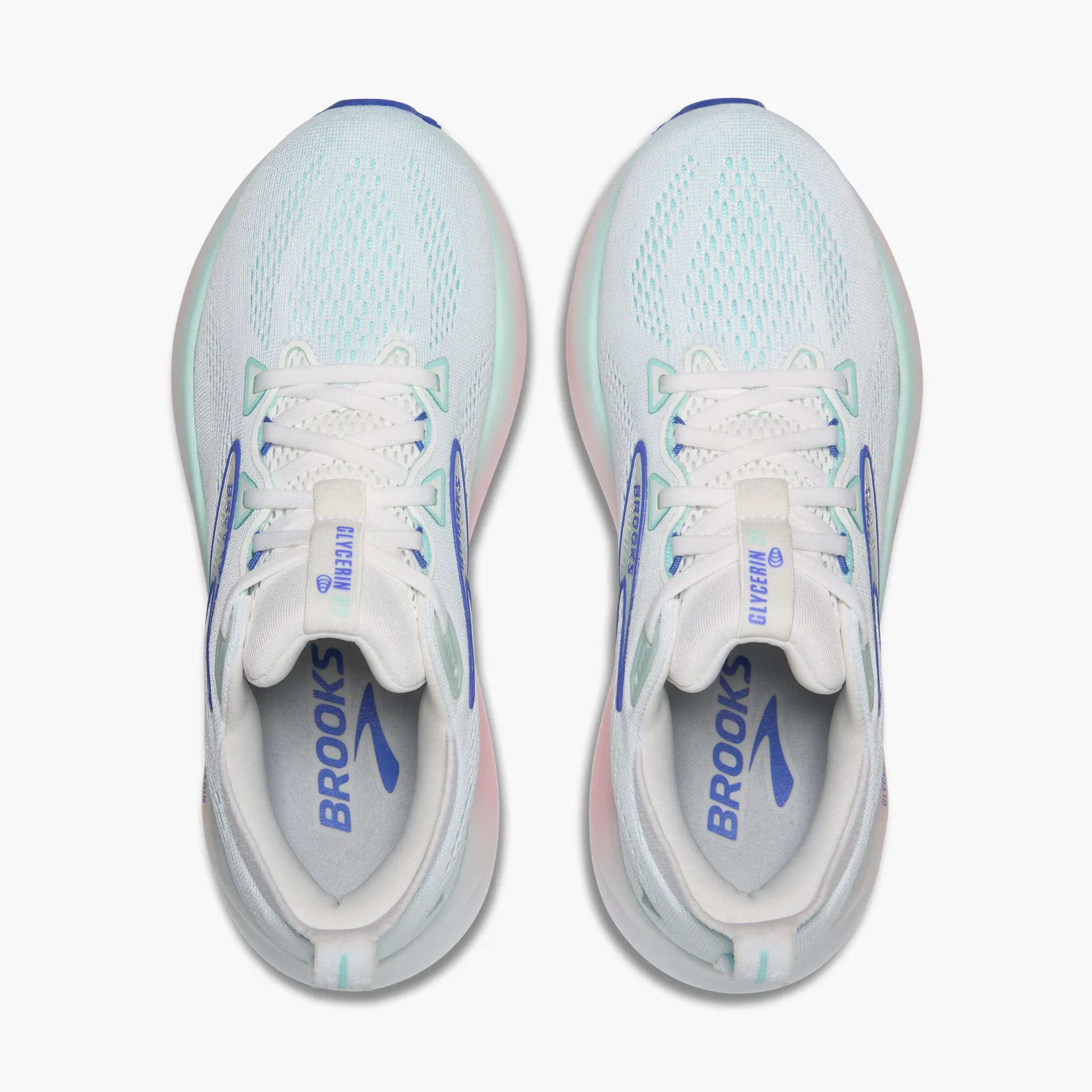 Women's Brooks Glycerin 22 Road Running Shoe in White/Limpet Shell/Amparo Blue