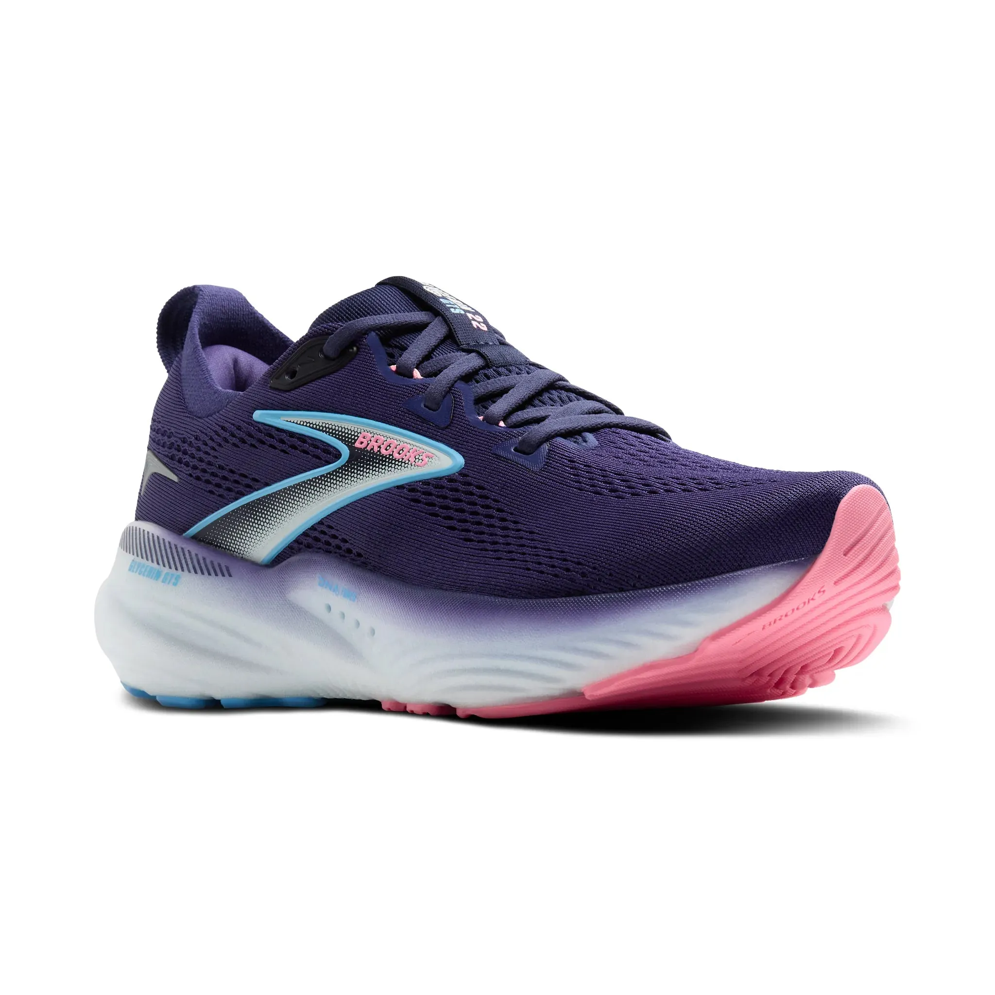 Women's Brooks Glycerin GTS 22 Road Running Shoe in Blue Ribbon/Peacoat/Dianthus