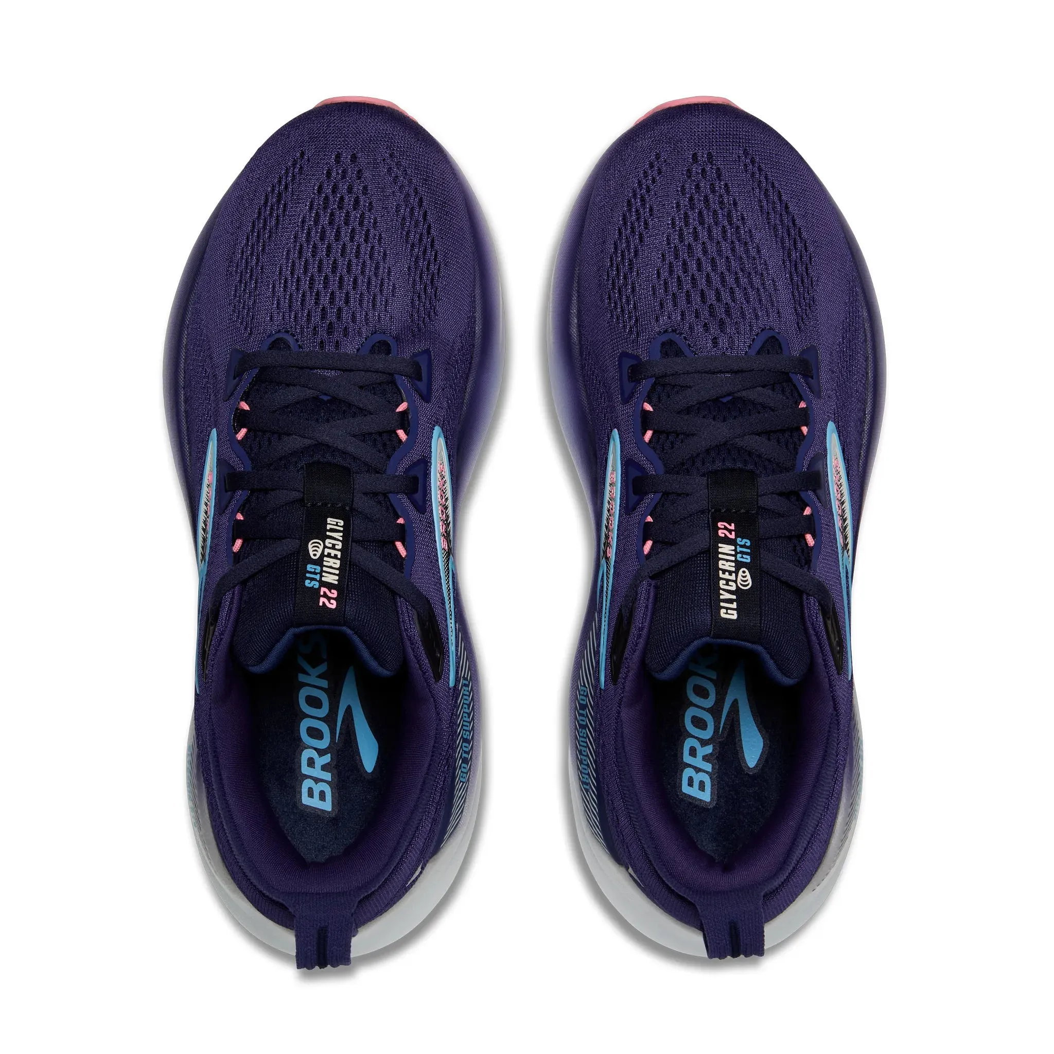 Women's Brooks Glycerin GTS 22 Road Running Shoe in Blue Ribbon/Peacoat/Dianthus