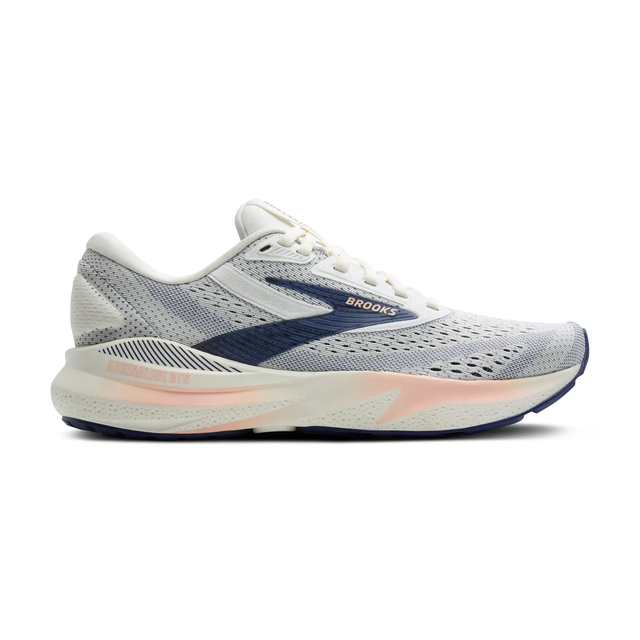 Women's Brooks Running Adrenaline GTS 24 Road Running Shoe in Grey/Blue Ribbon/Peach
