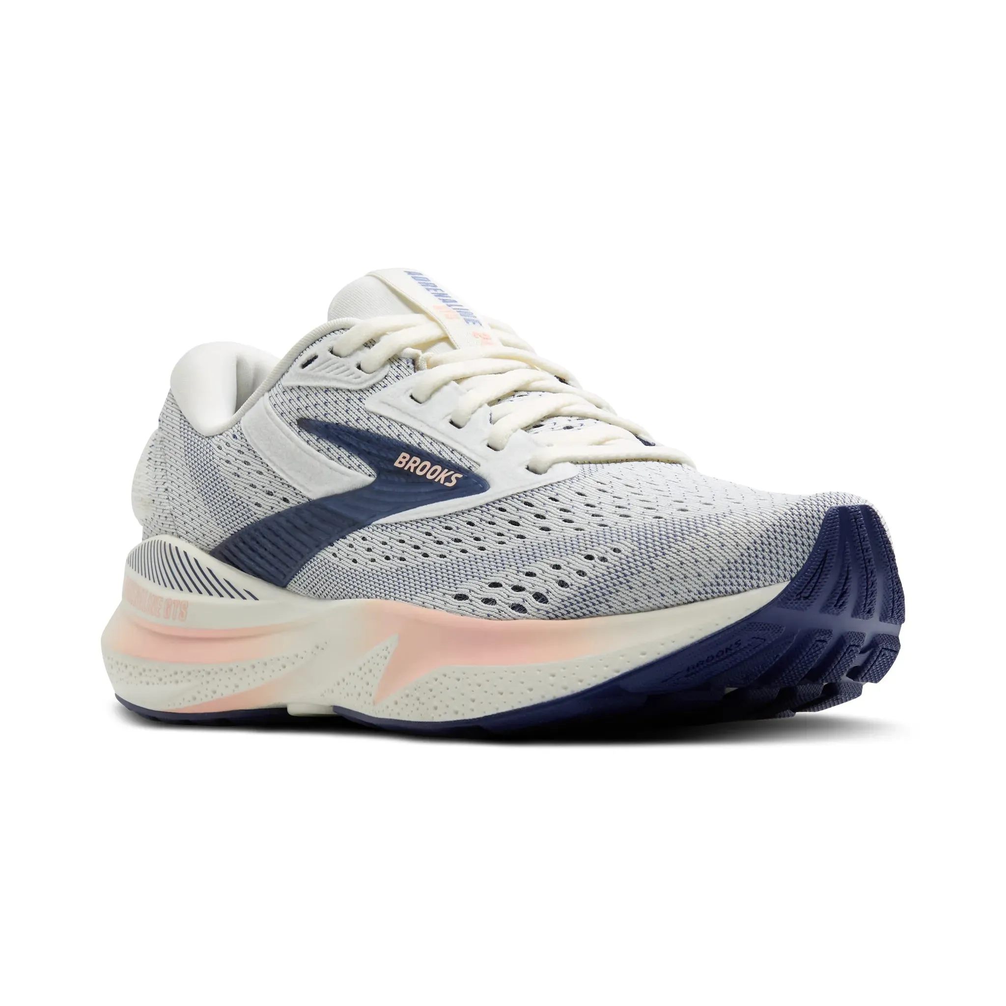 Women's Brooks Running Adrenaline GTS 24 Road Running Shoe in Grey/Blue Ribbon/Peach