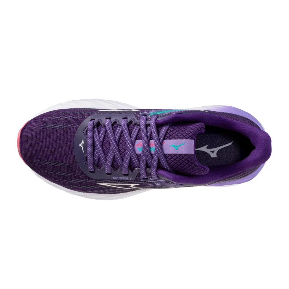 Women's Mizuno Wave Inspire 21 Running Shoe in Vintage Indigo White